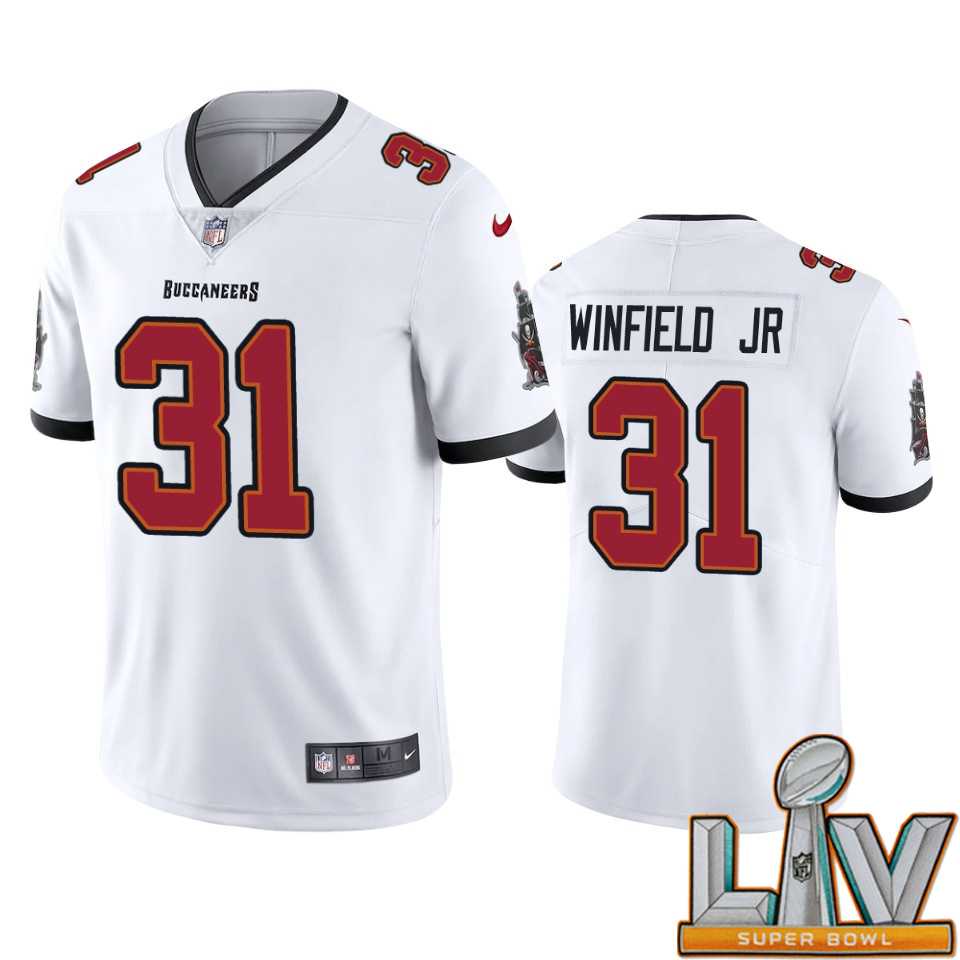 Super Bowl LV 2021 Men Nike Tampa Bay Buccaneers 31 Antoine Winfield Jr. White 2020 NFL Draft Vapor Limited Jersey